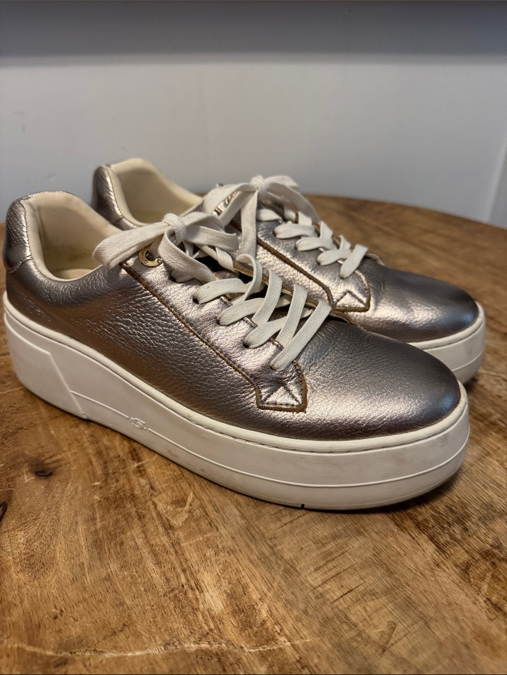 Dune London Metallic Silver Platform Sneakers